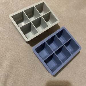 Final Touch Gray and Blue Silicone Ice Molds, 6-Cube, Square Shape